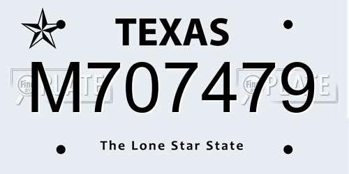 M707479 Texas License Plate