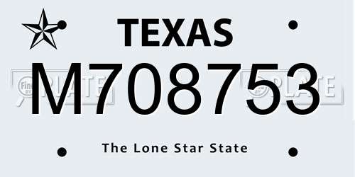 M708753 Texas License Plate