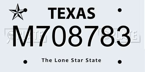 M708783 Texas License Plate