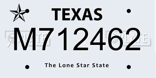 M712462 Texas License Plate