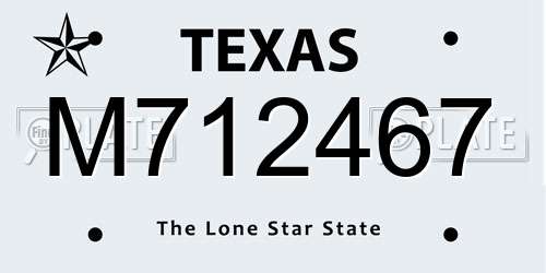 M712467 Texas License Plate
