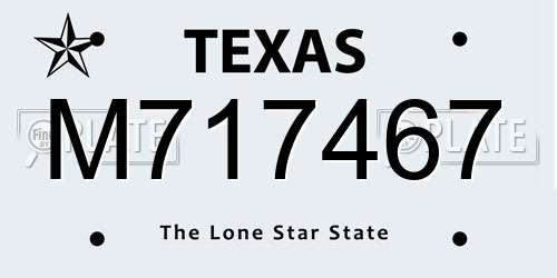 M717467 Texas License Plate