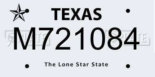 M721084 Texas License Plate