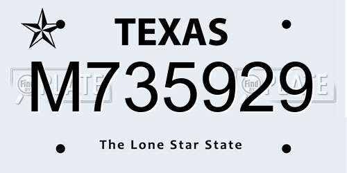 M735929 Texas License Plate