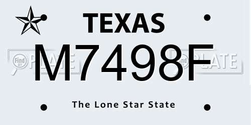 M7498F Texas License Plate