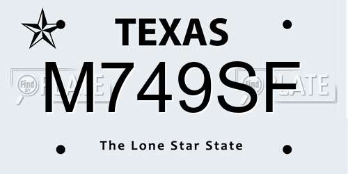 M749SF Texas License Plate