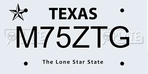 M75ZTG Texas License Plate