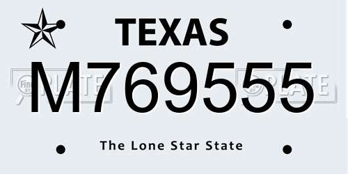 M769555 Texas License Plate