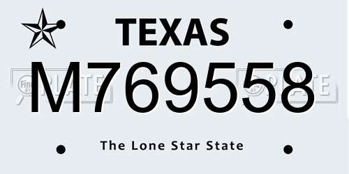 M769558 Texas License Plate