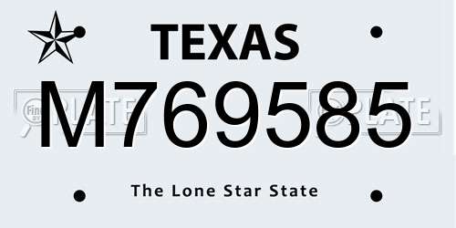 M769585 Texas License Plate
