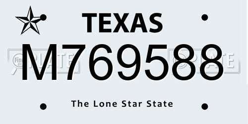 M769588 Texas License Plate