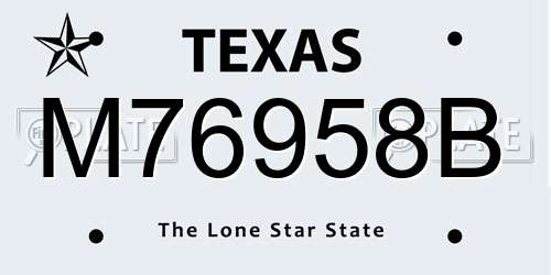 M76958B Texas License Plate