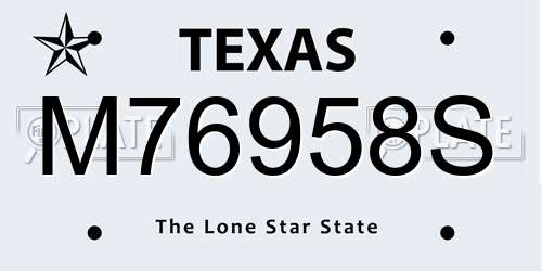 M76958S Texas License Plate