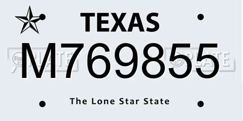 M769855 Texas License Plate