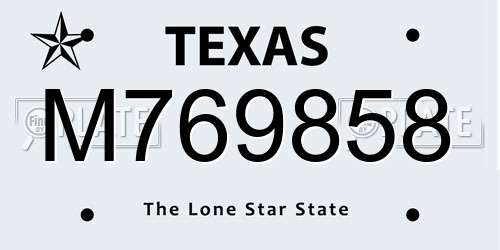 M769858 Texas License Plate