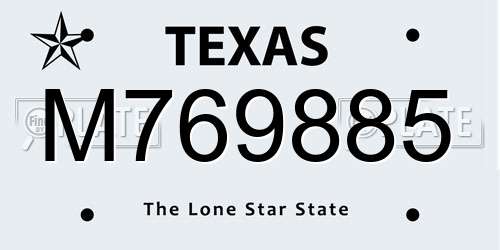 M769885 Texas License Plate