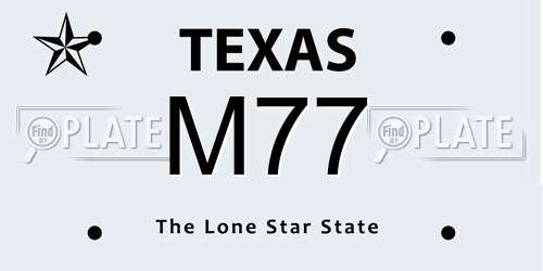 M77 Texas License Plate