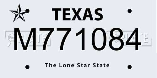 M771084 Texas License Plate