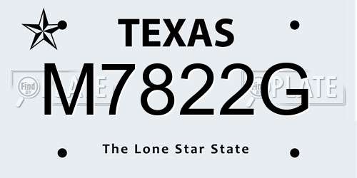 M7822G Texas License Plate