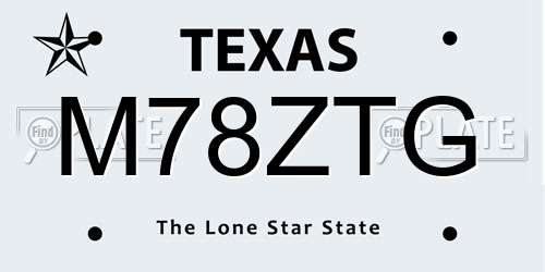 M78ZTG Texas License Plate