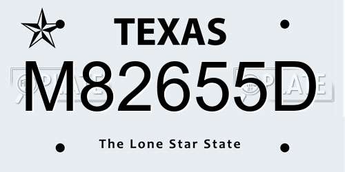 M82655D Texas License Plate