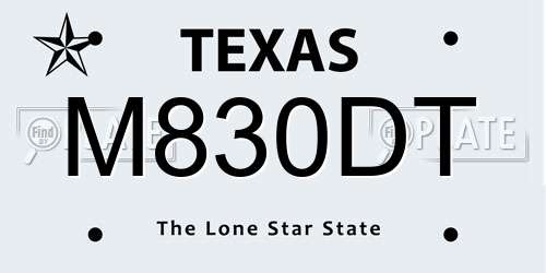 M830DT Texas License Plate