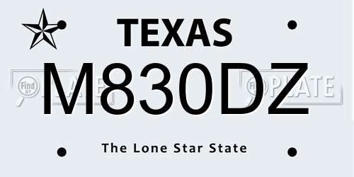 M830DZ Texas License Plate