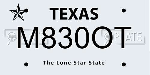 M830OT Texas License Plate
