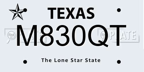 M830QT Texas License Plate