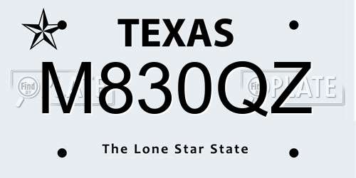 M830QZ Texas License Plate