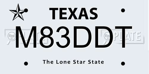 M83DDT Texas License Plate