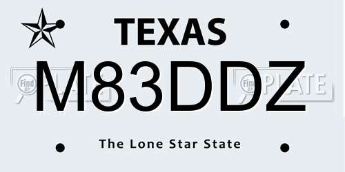 M83DDZ Texas License Plate