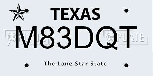 M83DQT Texas License Plate