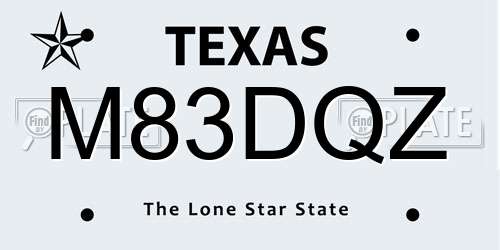 M83DQZ Texas License Plate