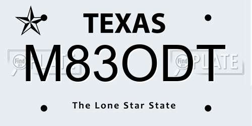 M83ODT Texas License Plate