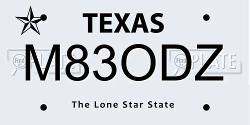 M83ODZ Texas License Plate