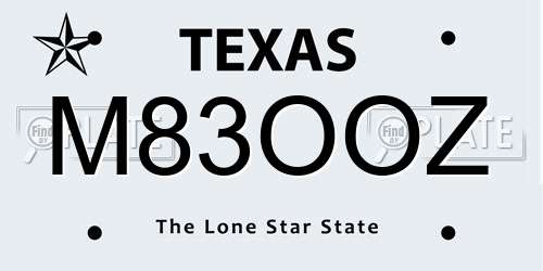 M83OOZ Texas License Plate