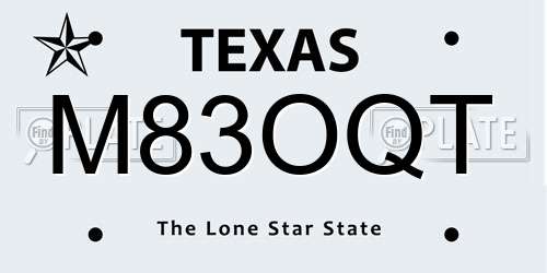 M83OQT Texas License Plate
