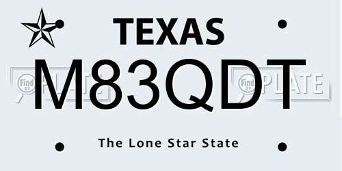 M83QDT Texas License Plate