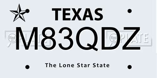 M83QDZ Texas License Plate