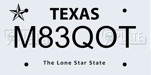 M83QOT Texas License Plate