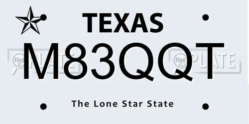 M83QQT Texas License Plate