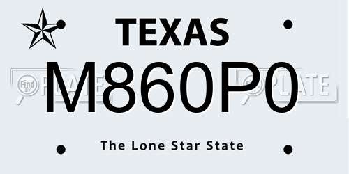 M860P0 Texas License Plate