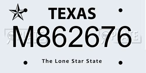 M862676 Texas License Plate
