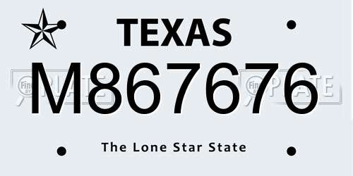 M867676 Texas License Plate
