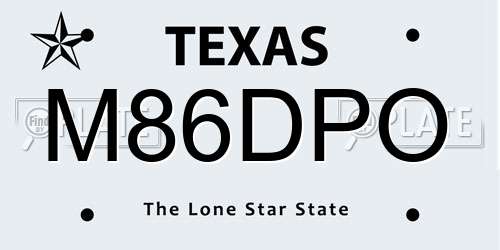 M86DPO Texas License Plate