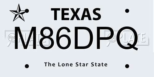 M86DPQ Texas License Plate