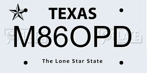M86OPD Texas License Plate
