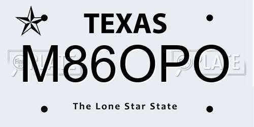 M86OPO Texas License Plate