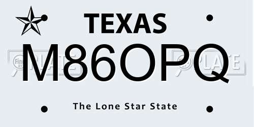 M86OPQ Texas License Plate
